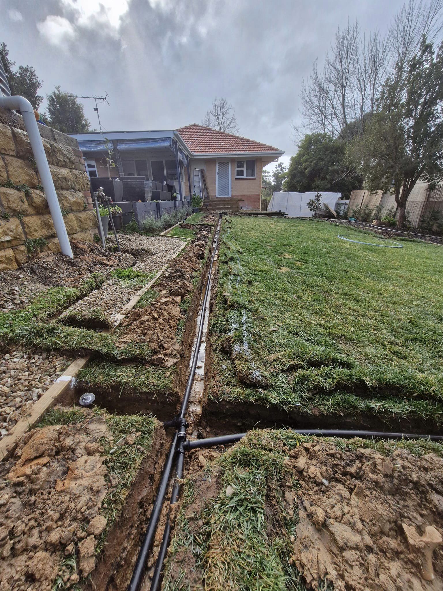 Lawn Irrigation System Installation - Trenching